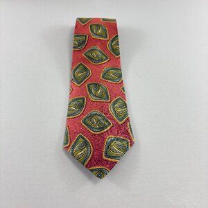 Andre Gianni Coral / Green Paisley Geometric Men's Tie 3 1/2" x 60"